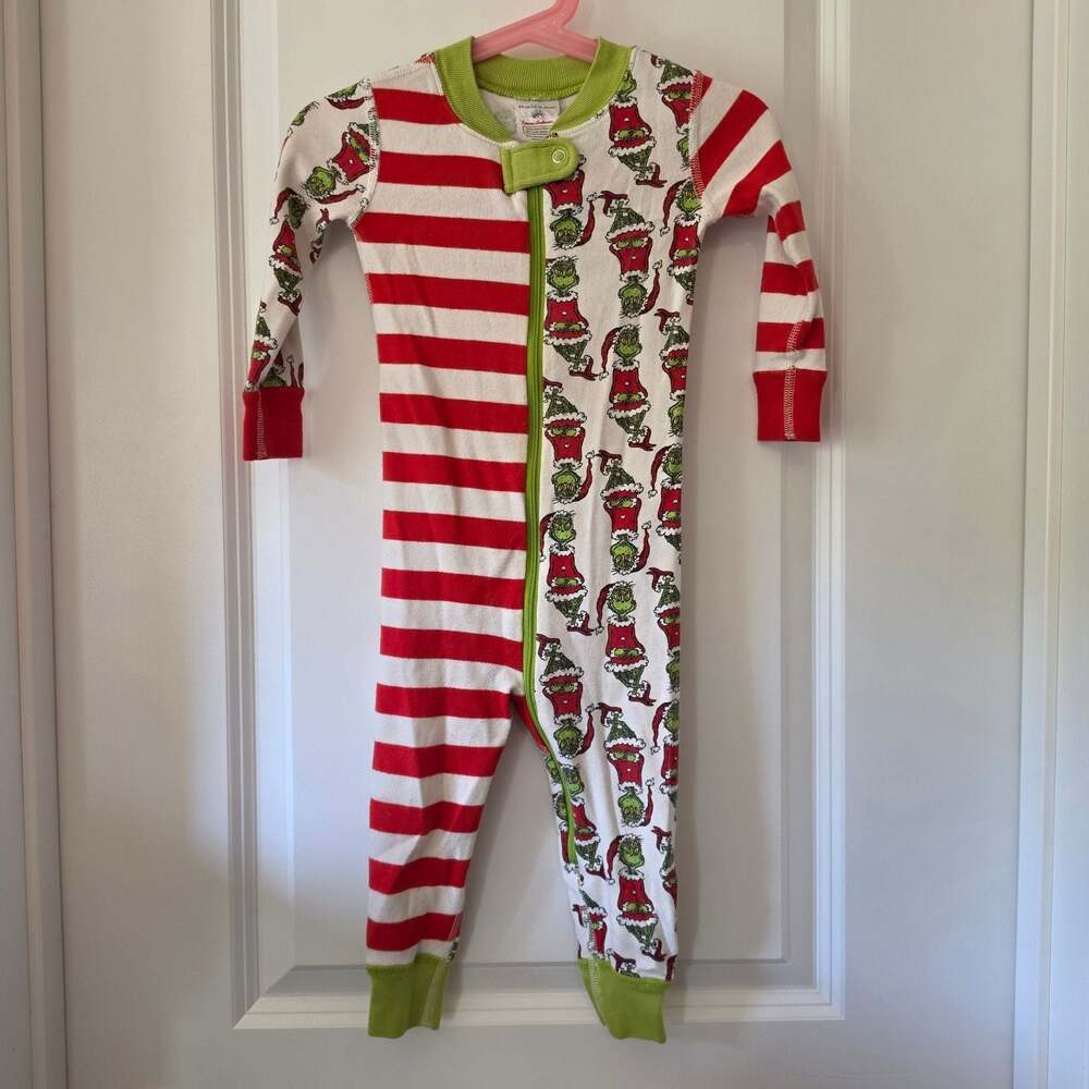 Hanna Andersson Grinch Pajamas 18-24M Organic Cotton Christmas Sleeper Dr Seuss
